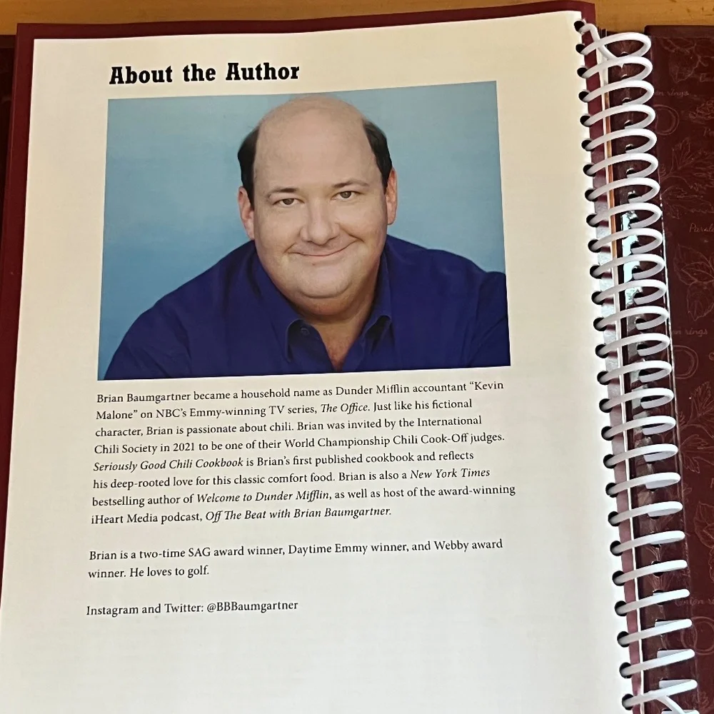 Seriously Good Chili Cookbook, New York Best Seller Brian Baumgartner, Spiral